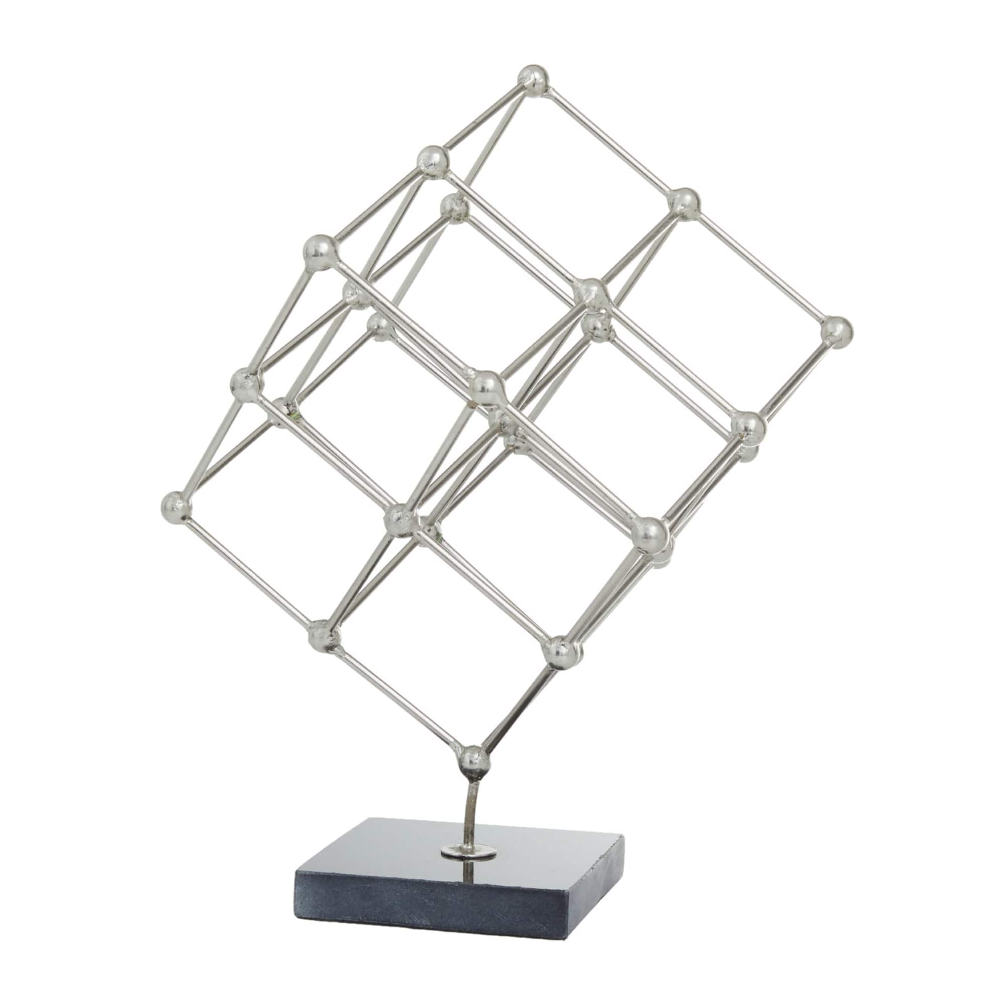 Silver Marble Modern Sculpture, 12" x 9" x 10"